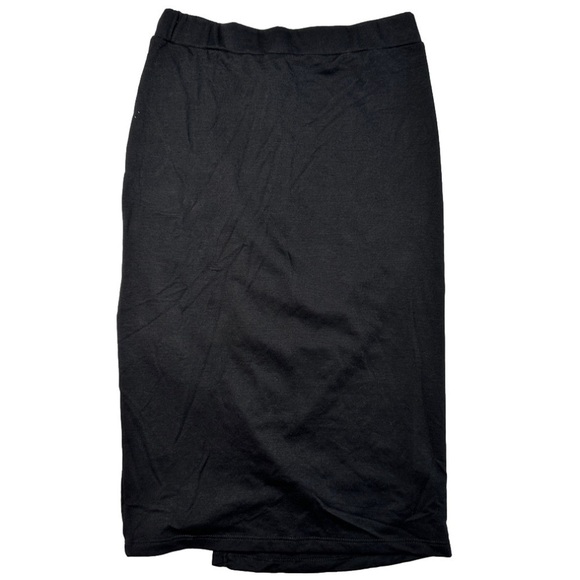 Pleione Black Printed Midi Side Slit Pull On Skirt Size S NWT - Picture 3 of 4